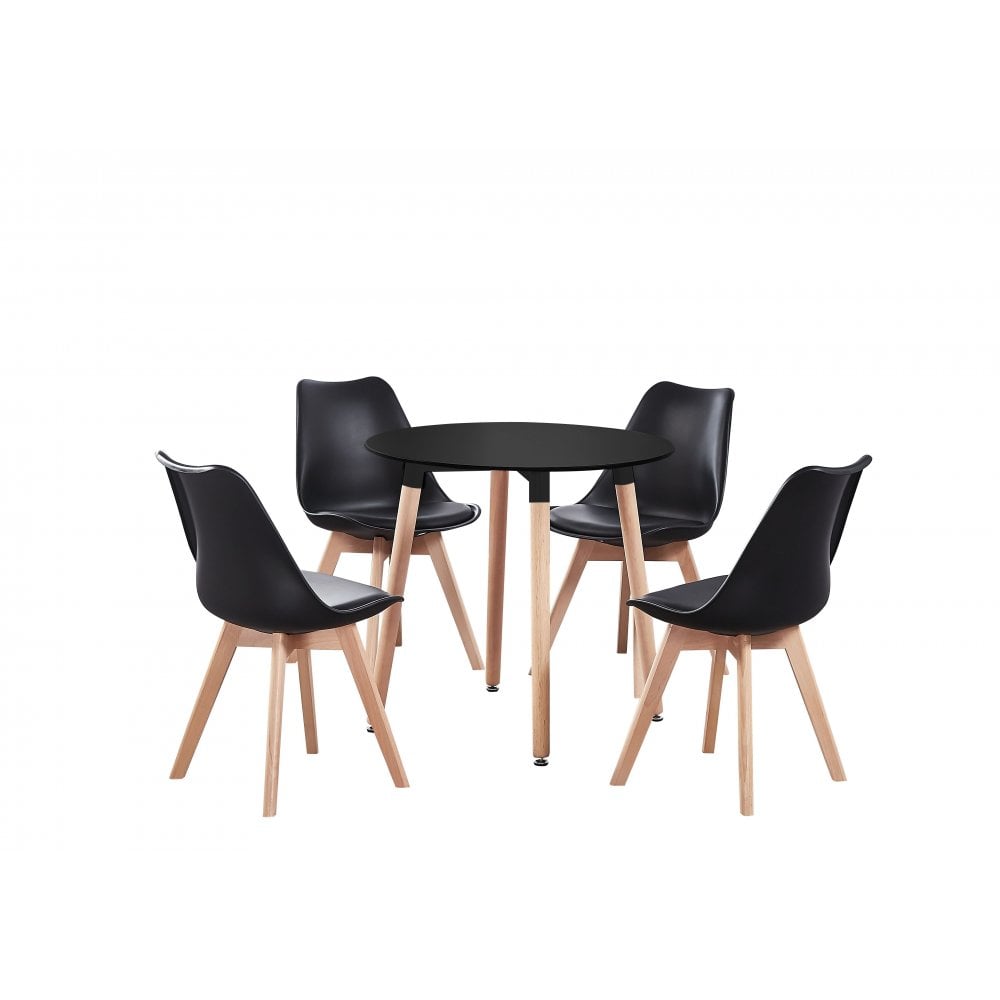 Jamie Halo Round Dining Table Set with 4 Chairs PN Home