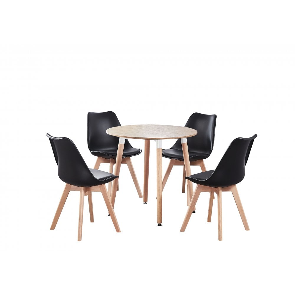 Jamie Halo Round Dining Table Set with 4 Chairs PN Home
