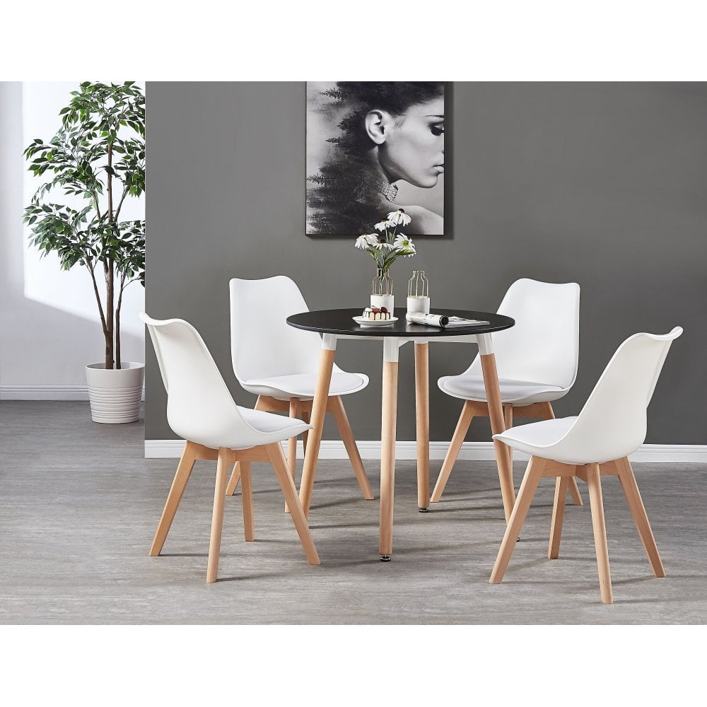 Jamie Halo Round Dining Table Set with 4 Chairs PN Home