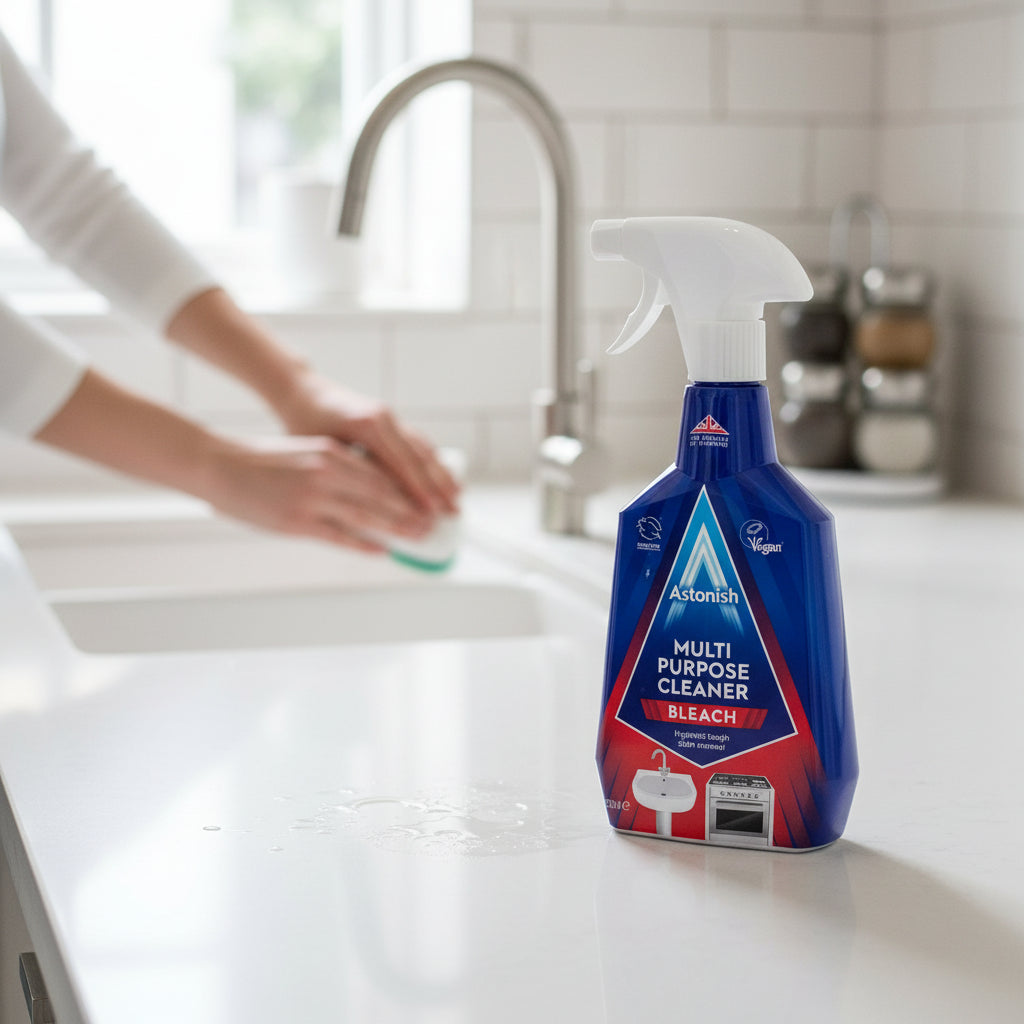Astonish Trigger Spray 750ml Multi Purpose Cleaner With Bleach For Kitchen And Bathroom Surfaces