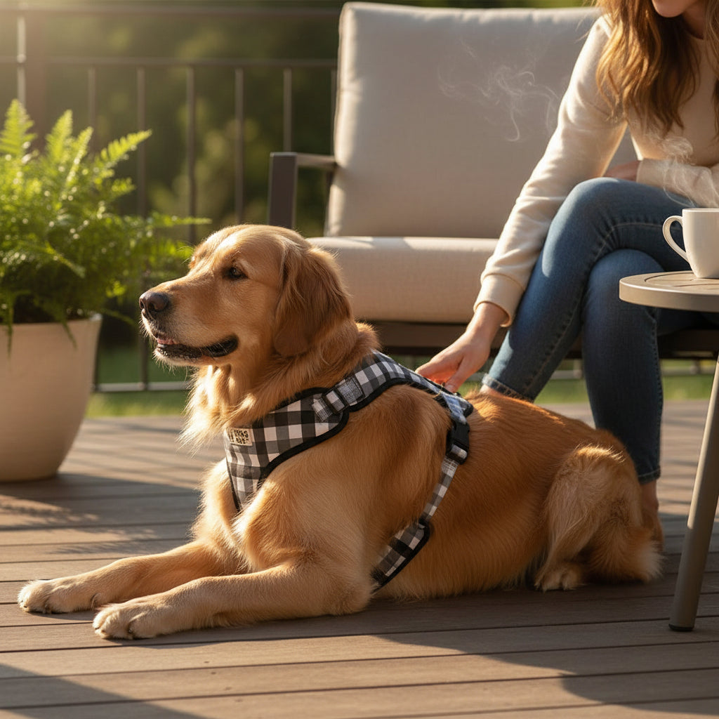 Comfy-Wear Adjustable Dog Harness -  Check Me Out - Large - Neck 44-56cm / Chest 54-78cm