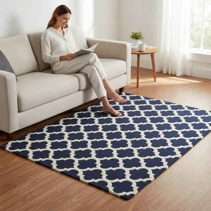 Bosie Kensington Townhouse Navy Blue and White Rug H2 x D120 x W180