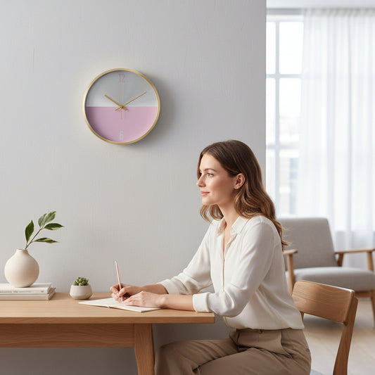 Elko Silver Gold and Pink Finish Wall Clock 30cm