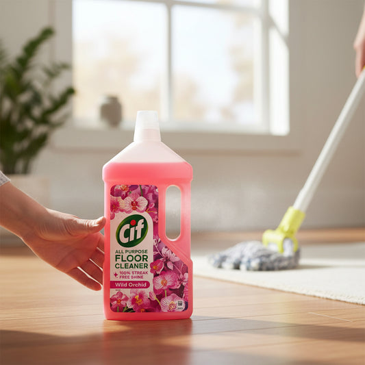 Cif Wild Orchid Floor Cleaner 950ml Multi Purpose Floor Cleaner For Linoleum Vinyl And Ceramic Tiles Residue Free Shine