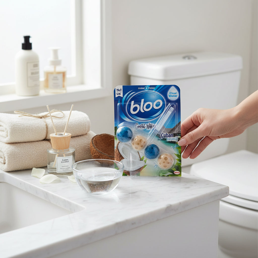 Bloo Toilet Block 50g Coastal Waters Cuban Coconut Fresh Scent Long Lasting Toilet Bowl Freshness
