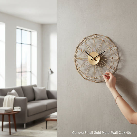 Genova Small Gold Metal Wall Clock 40cm
