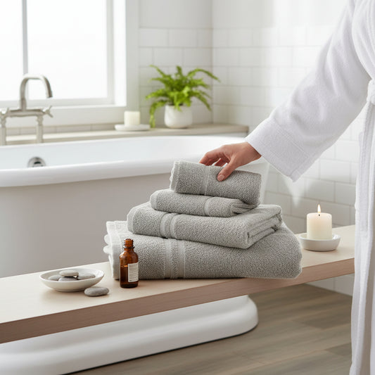 Essentials 6pk Ribbon Tied Towel Bale - Silver Grey