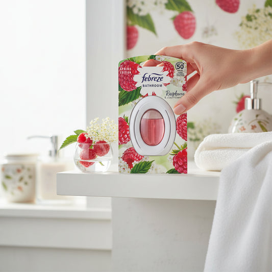 Febreze Bathroom Air Freshener Raspberry And Elderflower Odour Eliminating Long Lasting Up To 50 Days