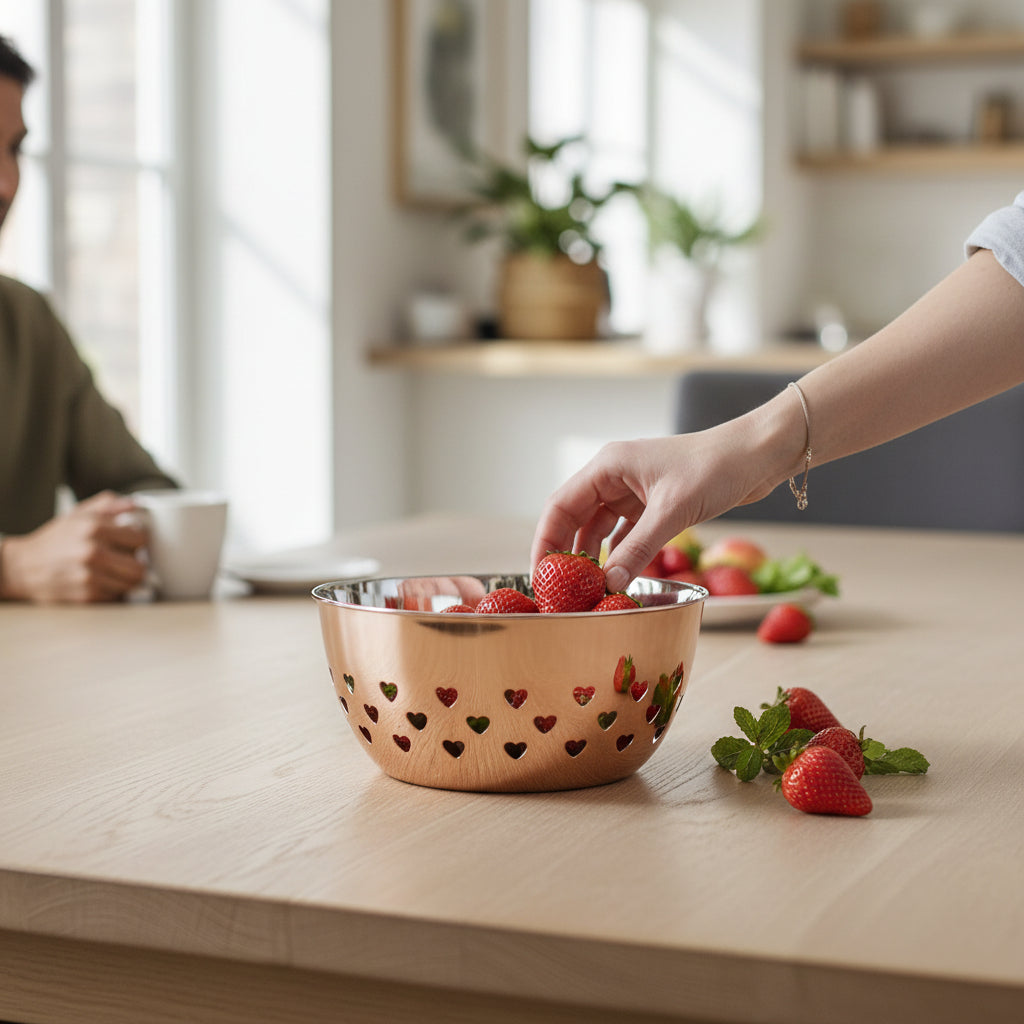 Hearts Design Rose Gold Bowl Stainless Steel