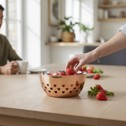 Hearts Design Rose Gold Bowl Stainless Steel