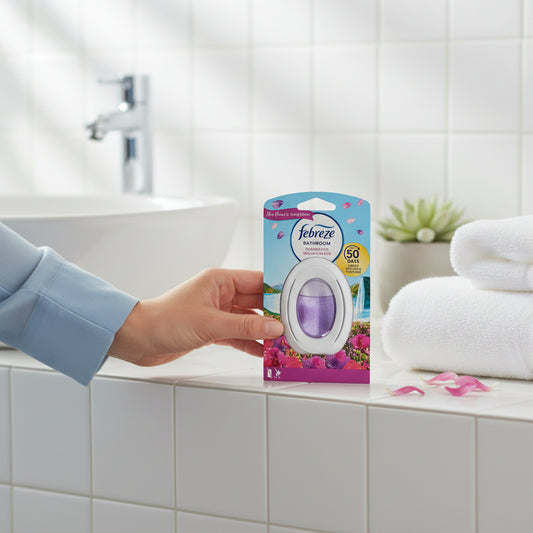 Febreze Bathroom Air Freshener Wildflowers Odourclear Technology Long Lasting Up To 50 Days One Push Button Activation