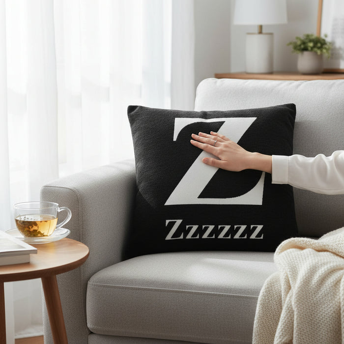 Words 'Zzzzzz' Black Cushion H45 x D14 x W45
