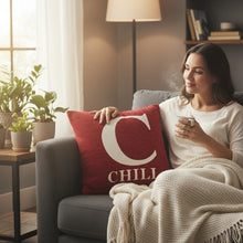 Words 'Chill' Red Cushion H45 x D14 x W45