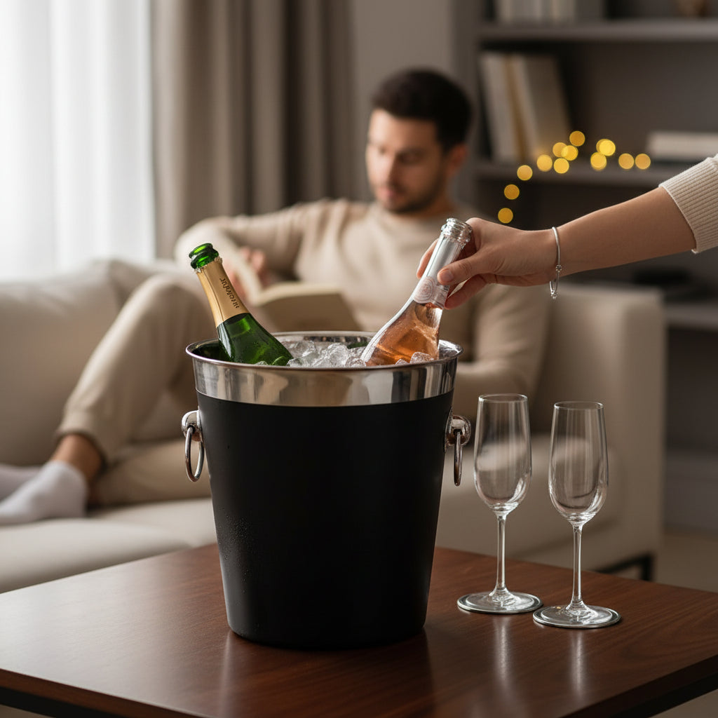 Black Enamel Champagne Bucket