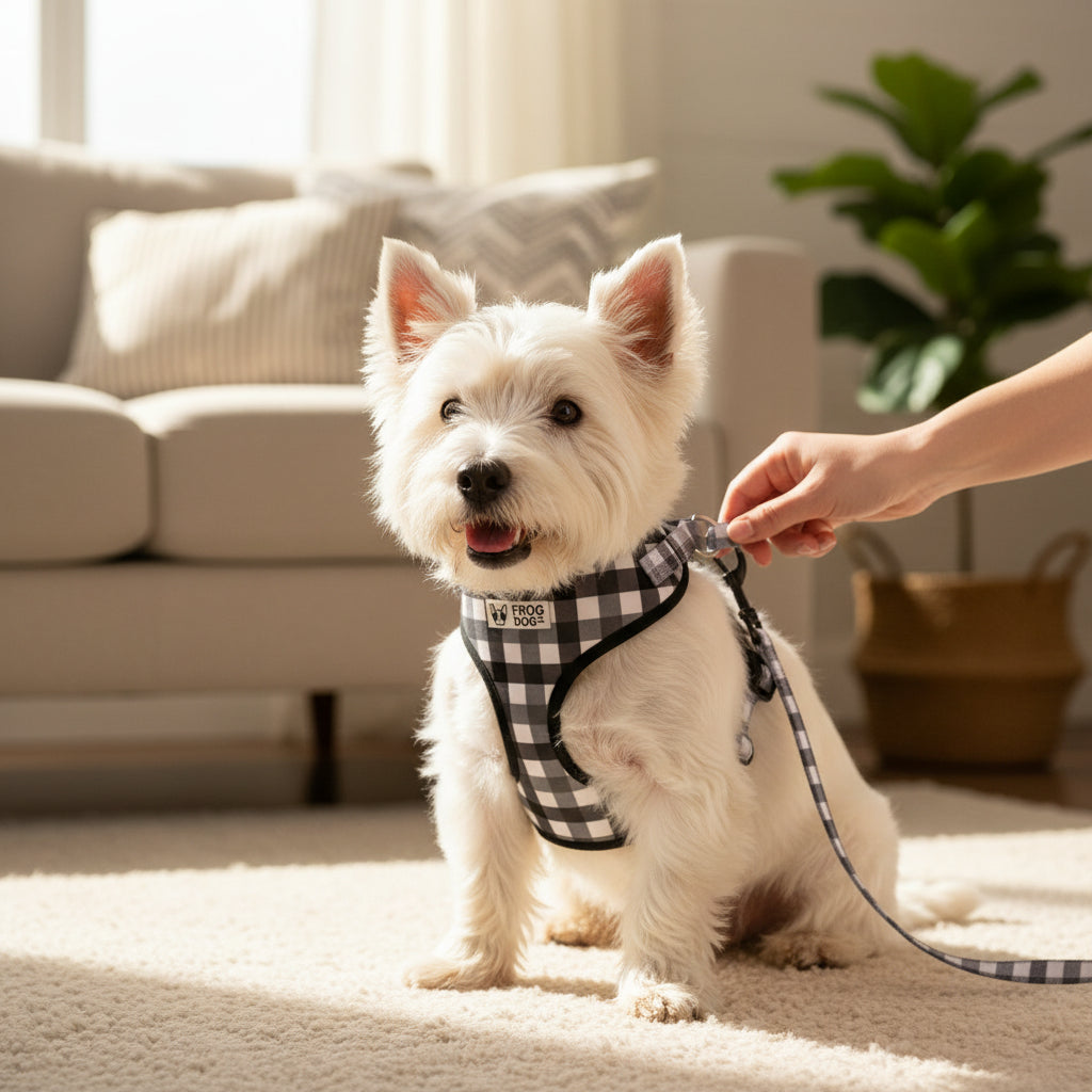 Comfy-Wear Adjustable Dog Harness -  Check Me Out - Small - Neck 34-42cm / Chest 39-56cm