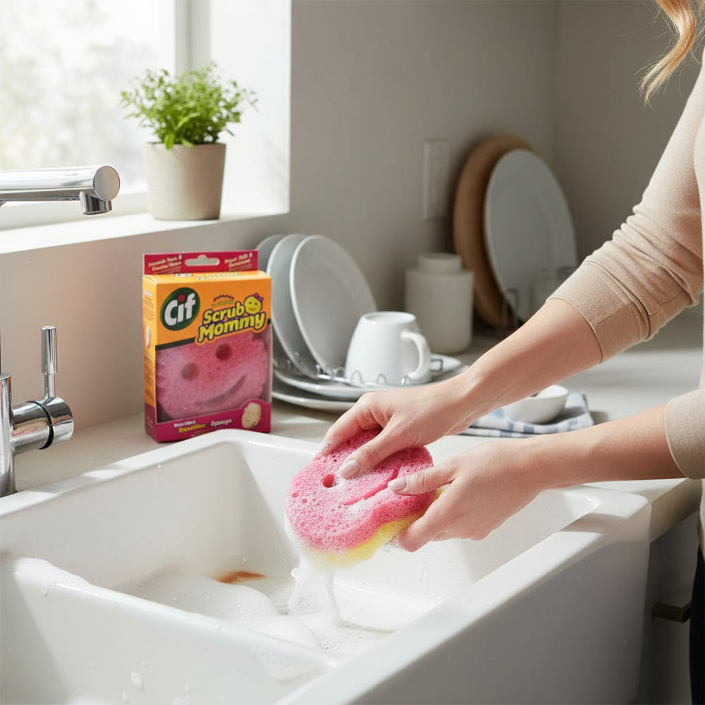 Scrub Mommy Cif Dual Sided Scrubber For Tough Kitchen Cleaning