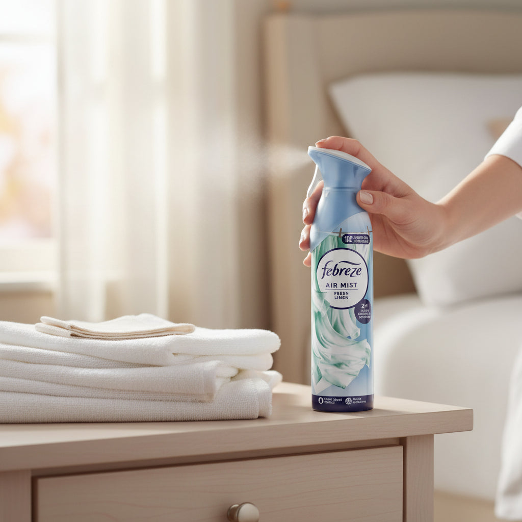 Febreze OdourClear Air Freshener Spray 185ml Fresh Linen Scent That Eliminates Lingering Odours