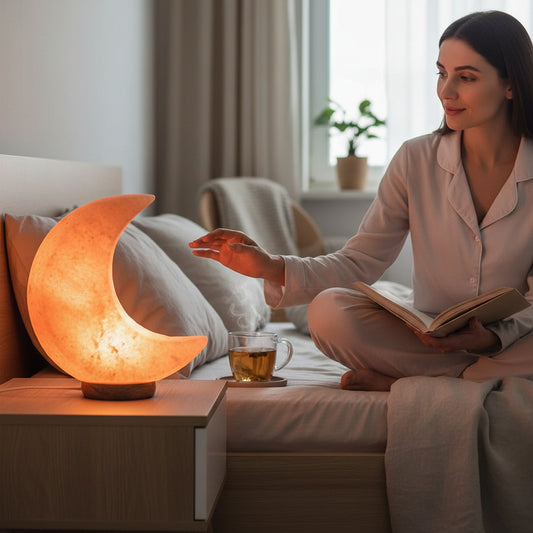 Nepal Crescent Moon Pink Natural Salt Lamp