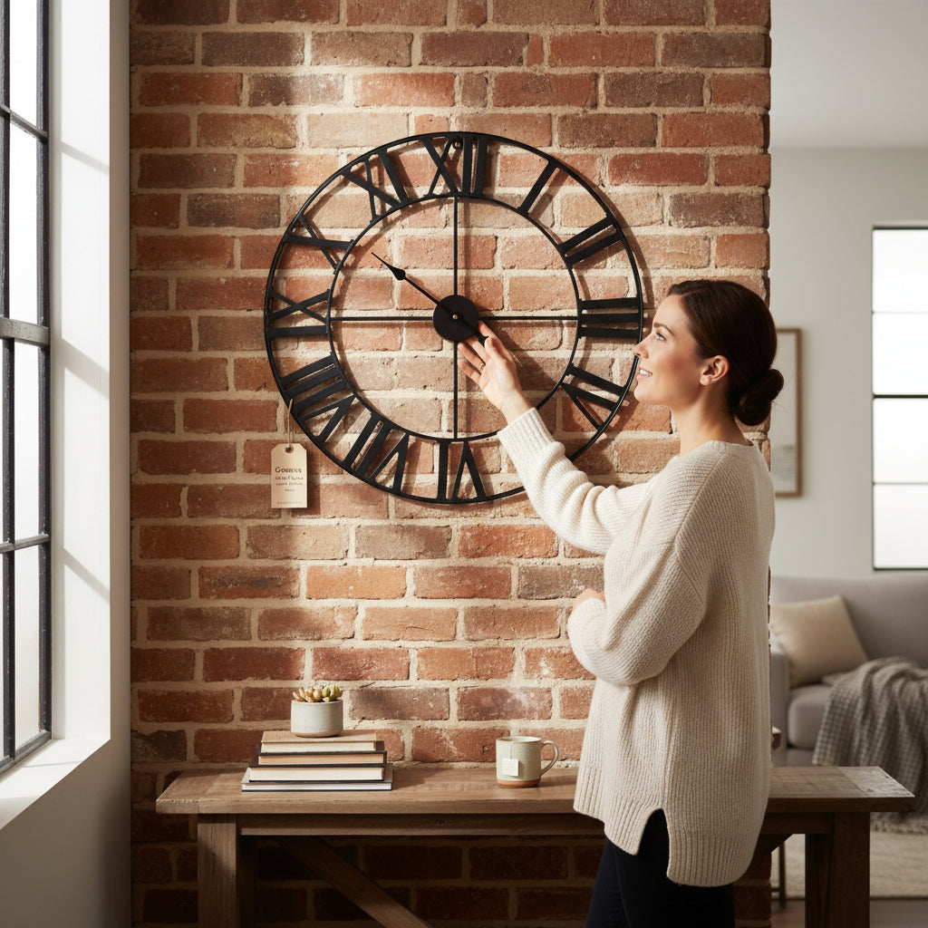 Genova Black Metal Wall Clock 60cm