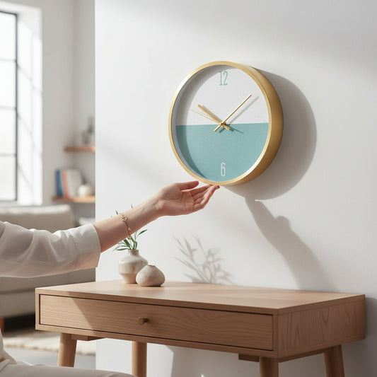 Elko Silver Gold and Blue Finish Wall Clock 30cm