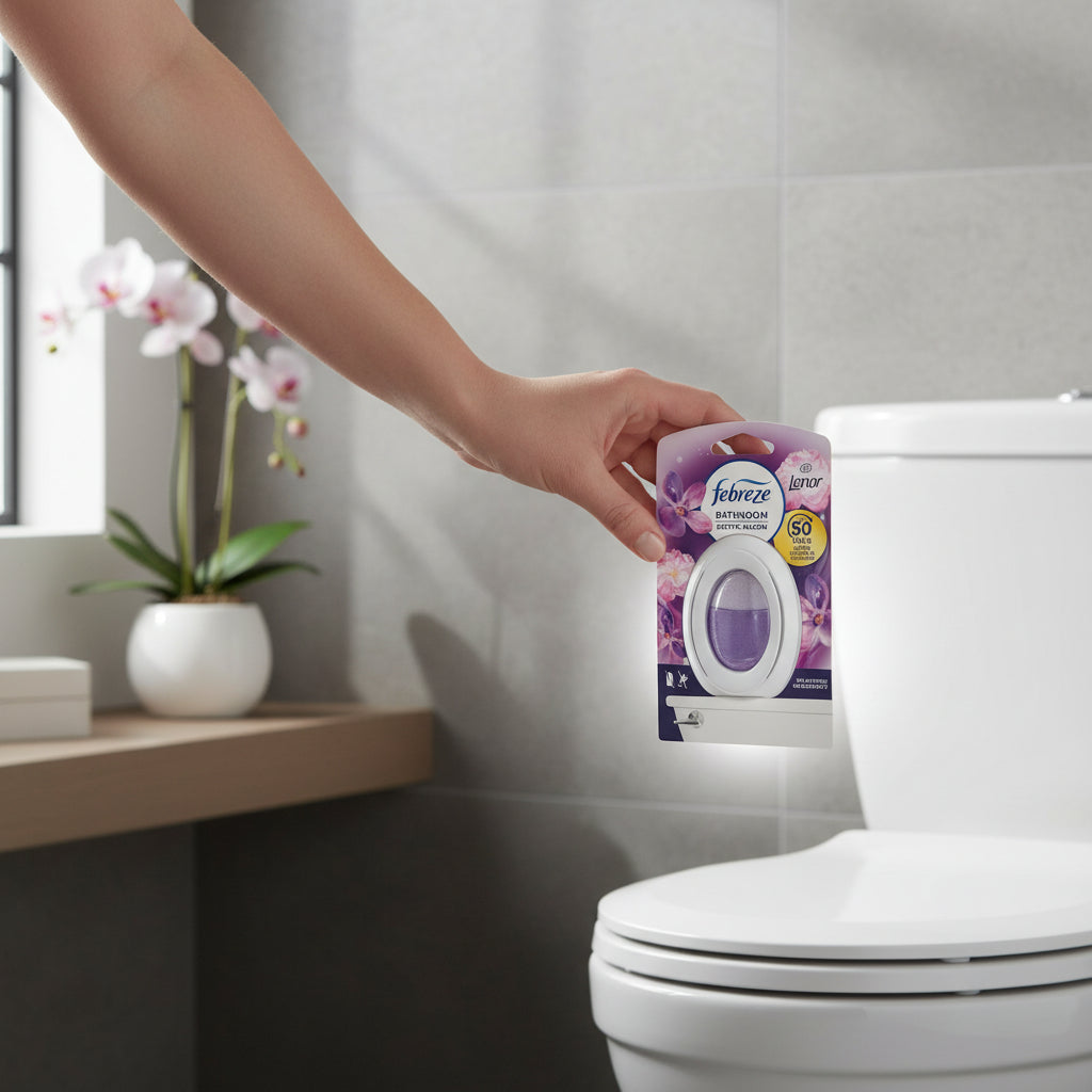 Febreze Bathroom Air Freshener Exotic Bloom Long Lasting Up To 50 Days Push Button Activation No Batteries Needed