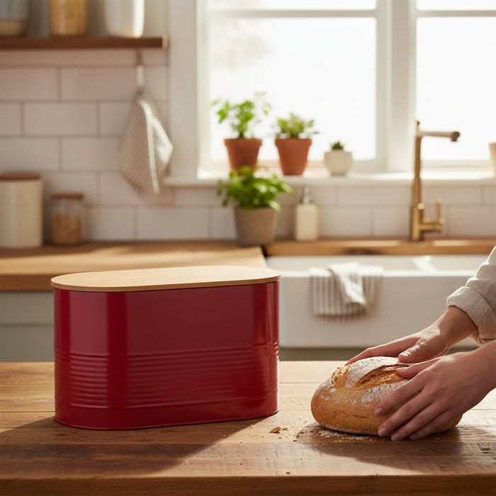 Alton Red Modern Bread Bin H21 x D18 x W34