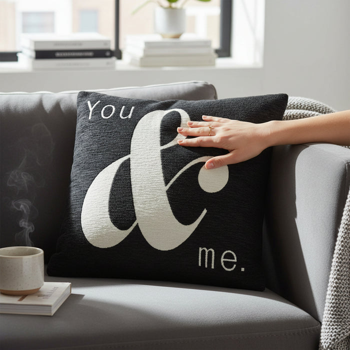 Words 'You & Me' Black Cushion H45 x D14 x W45
