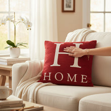 Words 'Home' Red Cushion H45 x D14 x W45