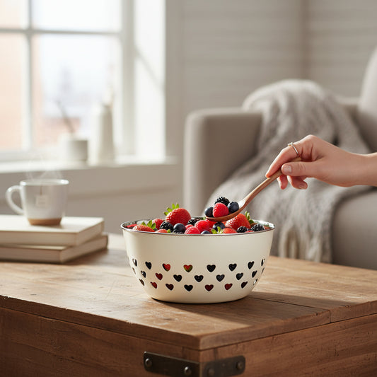 Hearts Design Ivory Bowl Stainless Steel