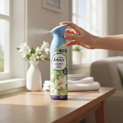 Febreze Air Spray 185ml White Jasmine Scent Odor Eliminator For Fresh Rooms And Fabrics