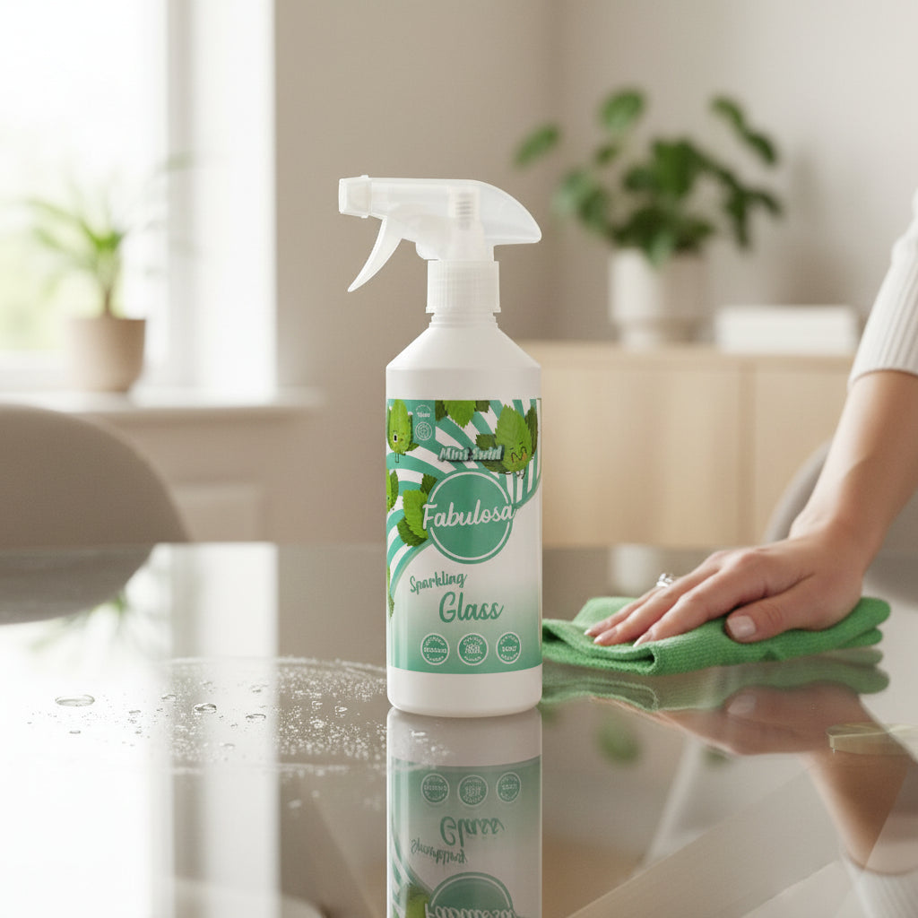 Fabulosa 500ml Glass Cleaner Spray Sparkling Mint Swirl For Sparkling Windows Mirrors And Surfaces