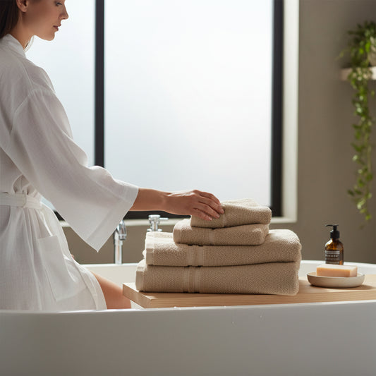 Essentials 6pk Ribbon Tied Towel Bale - Stone