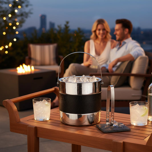 Mixology Silver Finish Ice Bucket With Tongs