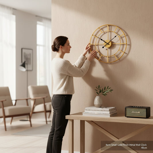Kent Small Gold Finish Metal Wall Clock 40cm