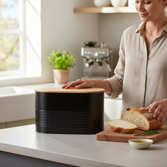 Alton Black Modern Bread Bin H21 x D18 x W34