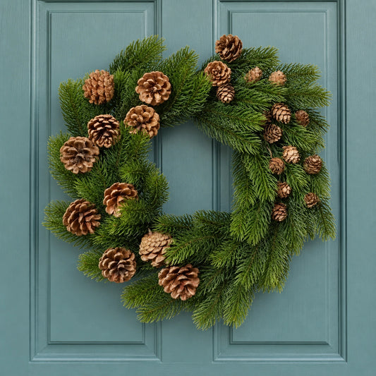Christmas Pinecone Wreath - Large 40cm – full product in a festive home setting