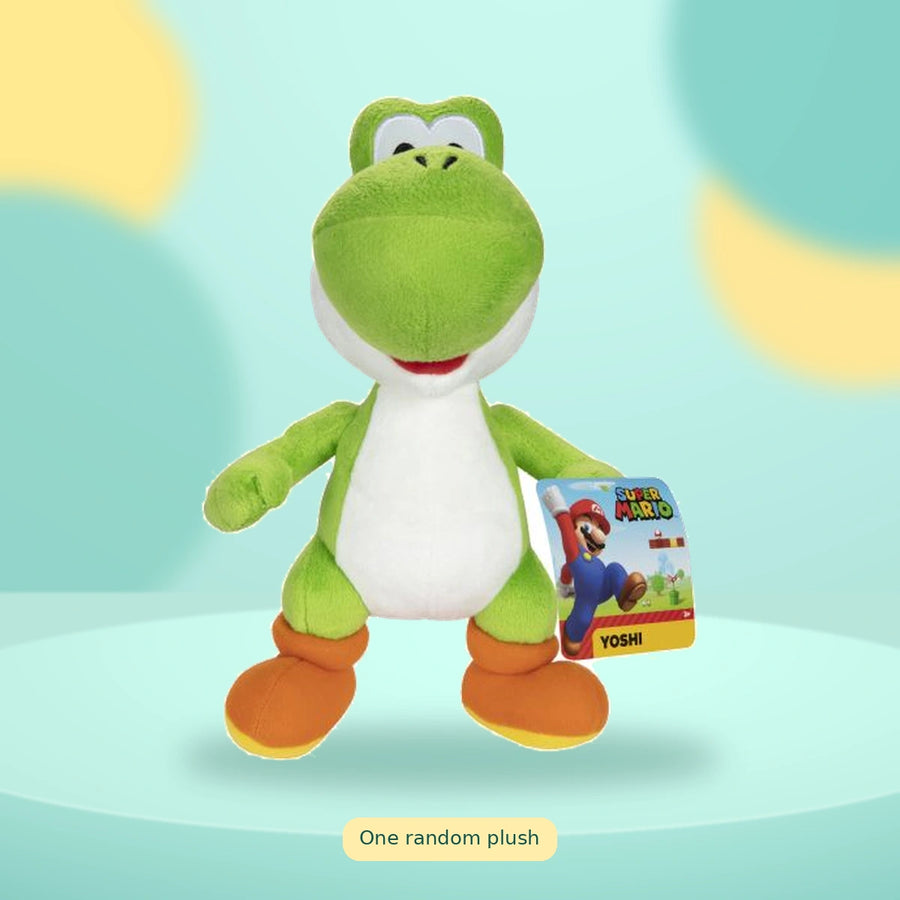 Nintendo Super Mario Plush Wave 1 - Mystery Pick on a playful mint studio display — One random plush