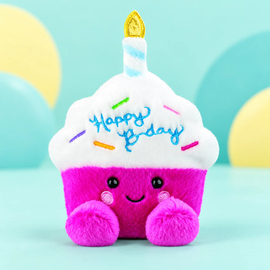 Palm Pals Birthday Cupcake 5in shown in full on a pale teal studio background
