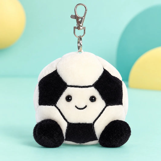 Palm Pals Keyring Striker Football 4in shown in full on a pale teal studio background