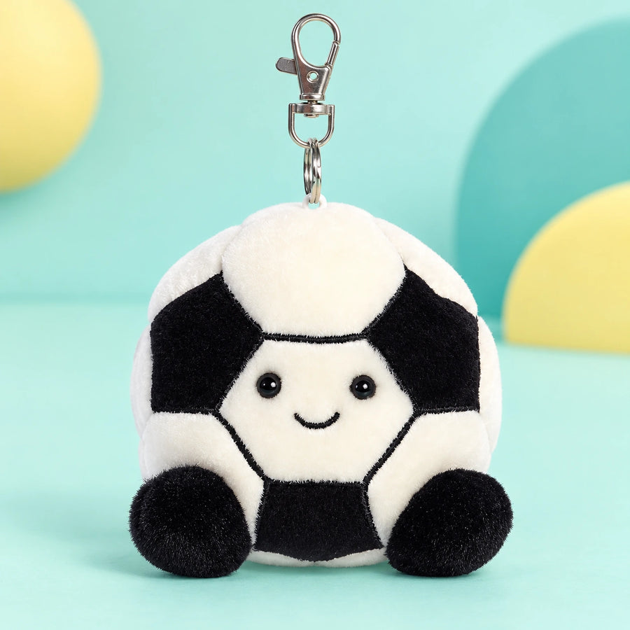 Palm Pals Keyring Striker Football 4in shown in full on a pale teal studio background
