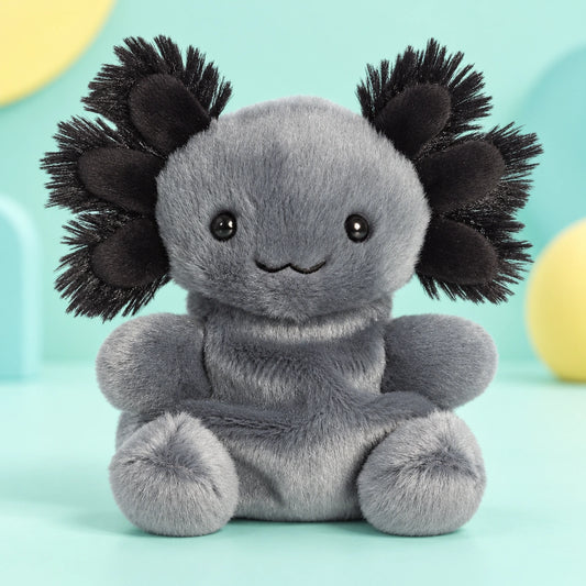 Palm Pals Onyx Axolotl 5in shown in full on a pale teal studio background
