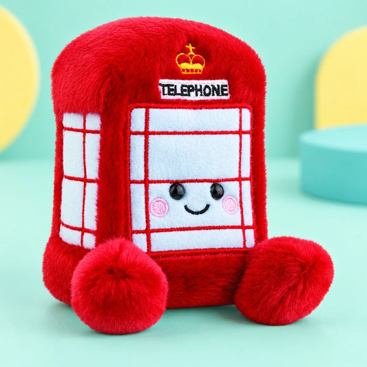 Palm Pals Telephone Box shown in full on a pale teal studio background