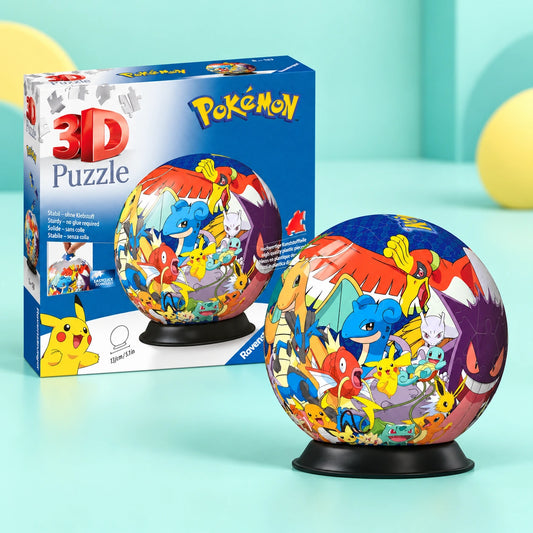 Pokemon 3D Puzzle, 72pc shown in full on a pale teal studio background