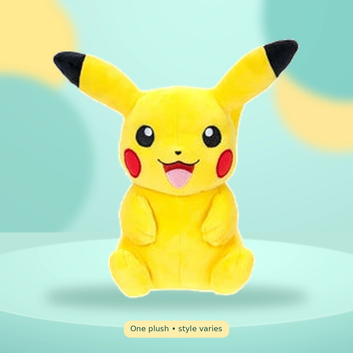 Pokemon 8in Plush Kanto Assortment on a playful mint studio display — One plush • style varies