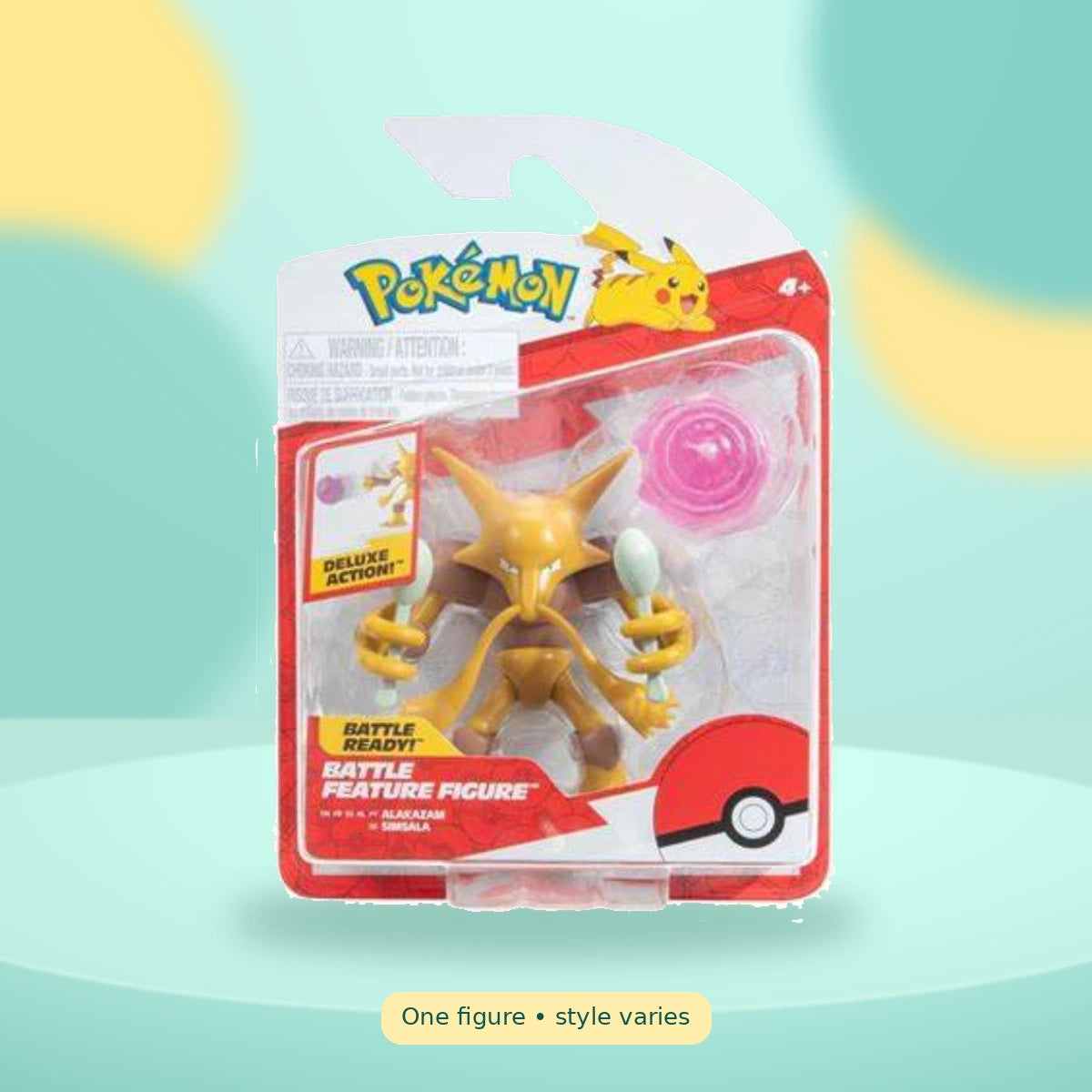 Pokemon Battle Feature Figure Asst 4.5in scale on a playful mint studio display — One figure • style varies