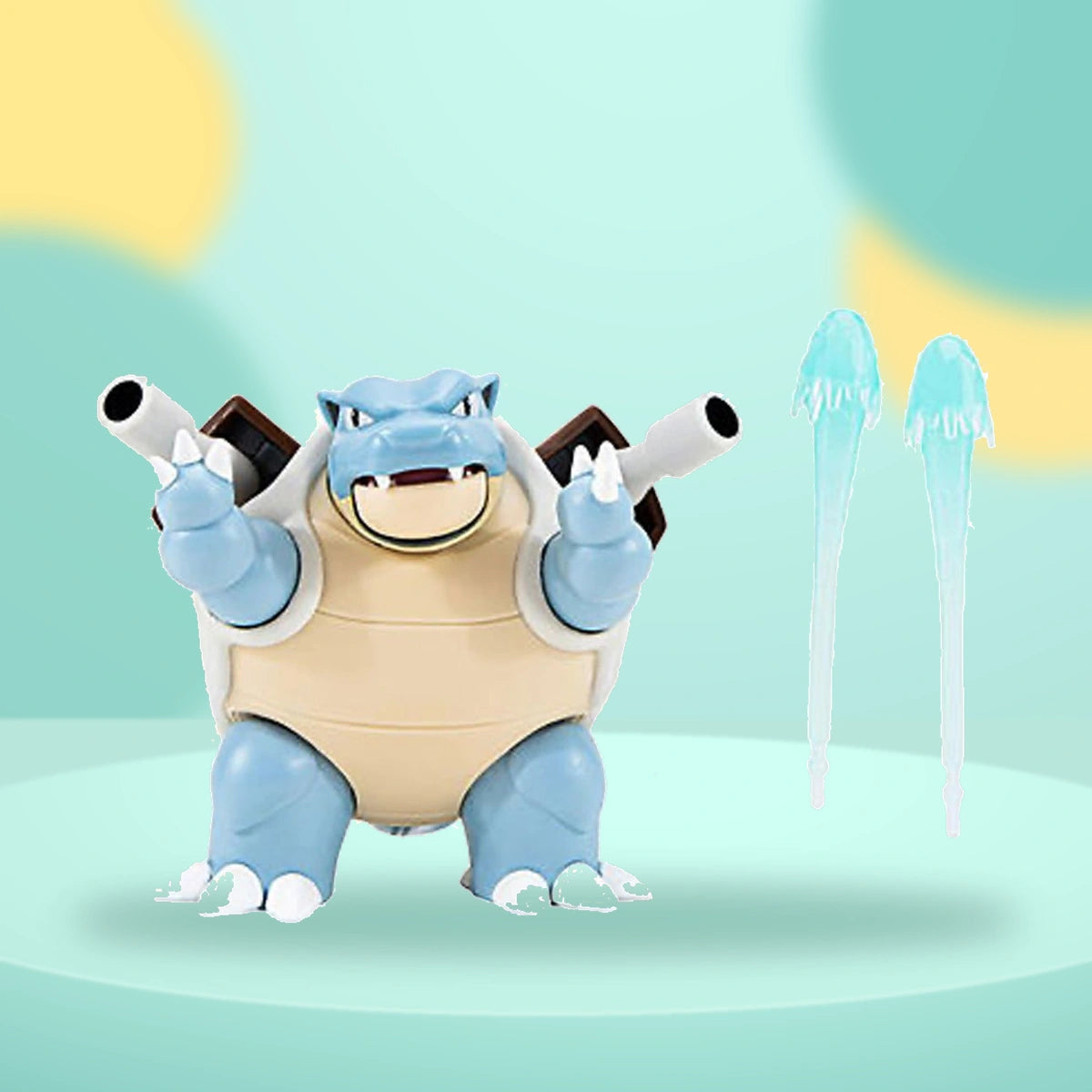 Pokemon Battle Feature Figure Blastoise on a playful mint studio display