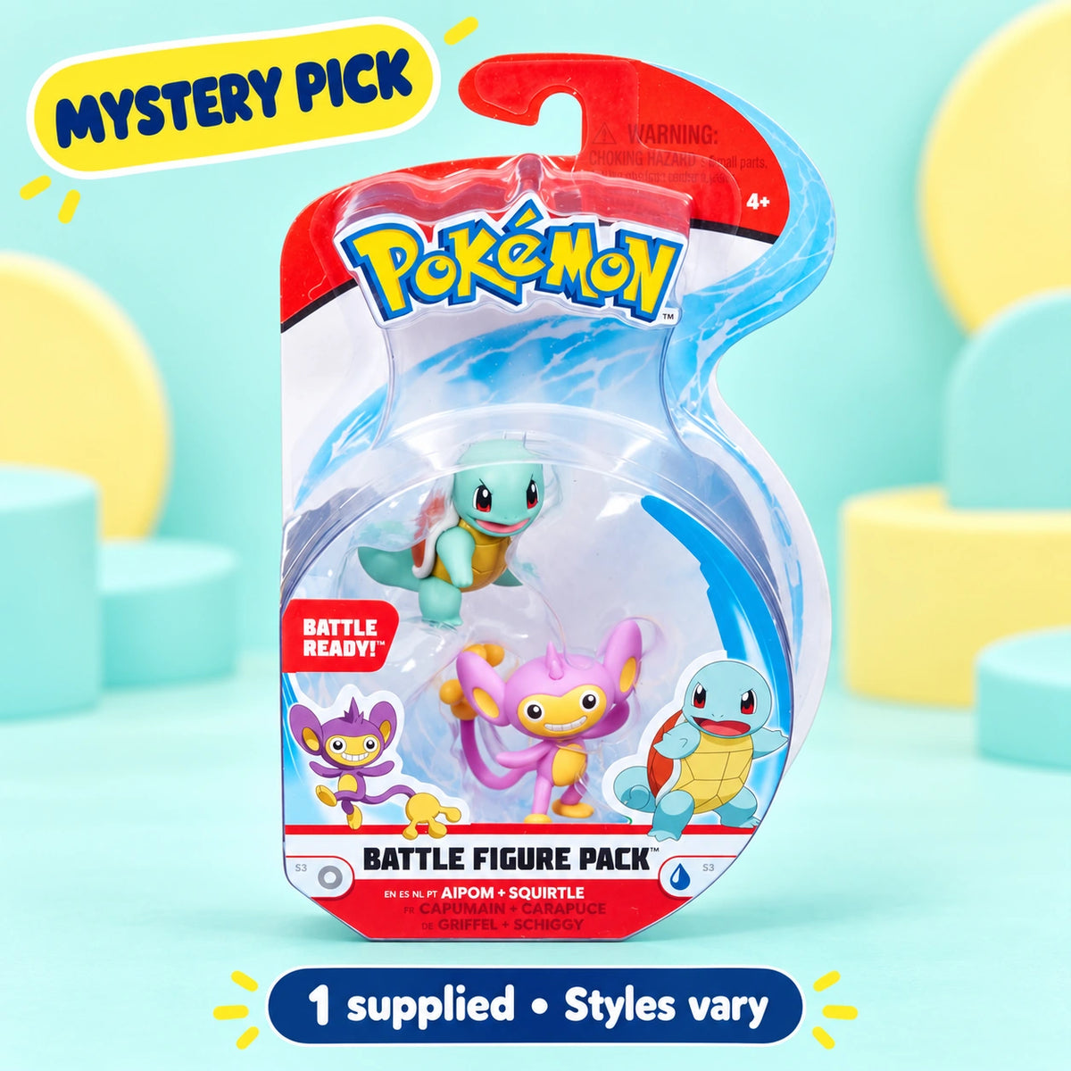 Pokemon Battle Figure Packs Asst shown in full on a pale teal studio background