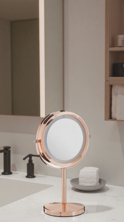 Clara Rose Gold LED Table Mirror