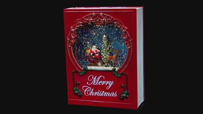 LED Water Spinner Snow Globe Plastic Santa Book Indoor Christmas Decoration  L.7cm W.16cm H.21cm