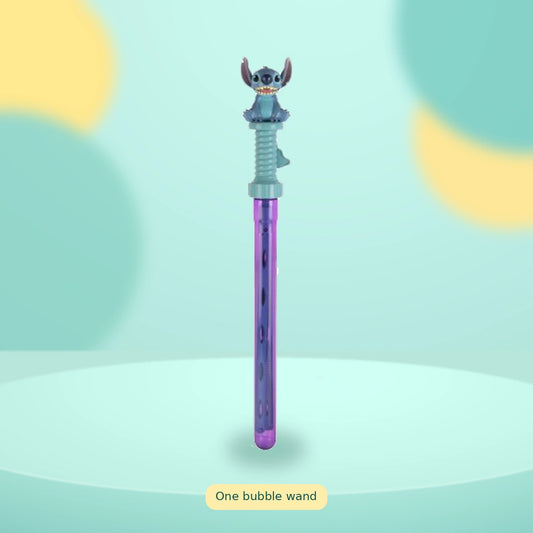 Stitch 2 in 1 Mega Bubble Wand on a playful mint studio display — One bubble wand